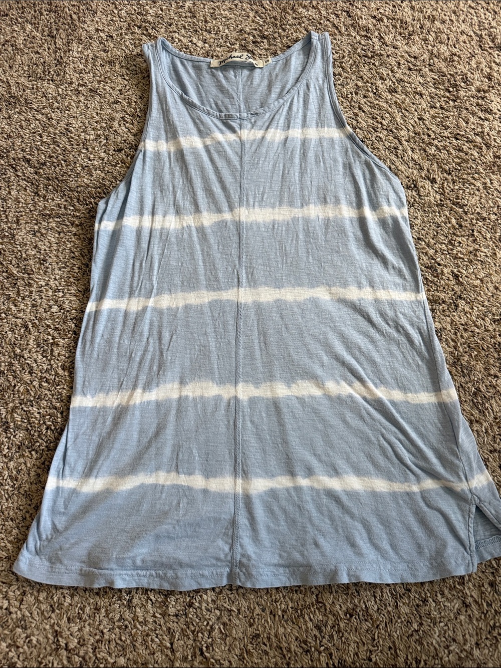 Michael Stars Light Blue and White Striped Tank